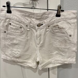 Rag & Bone White Distressed Jean Shorts